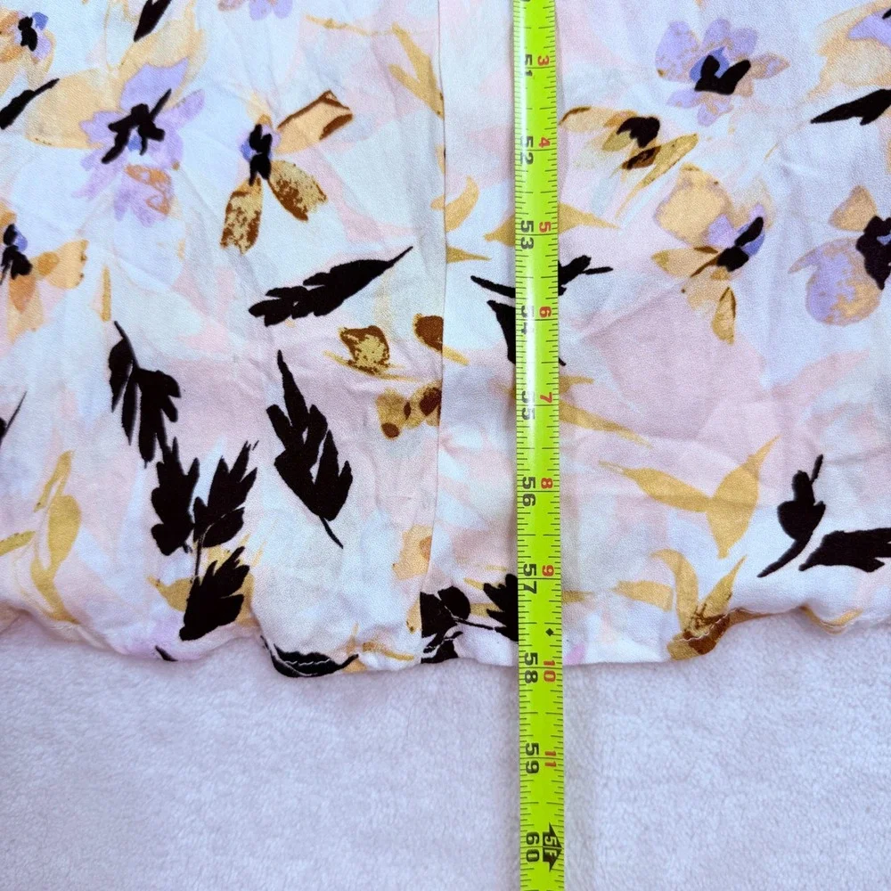O'Neill Women Floral Twist Back Cutout Maxi Dress Yellow Lavender Black Medium‎